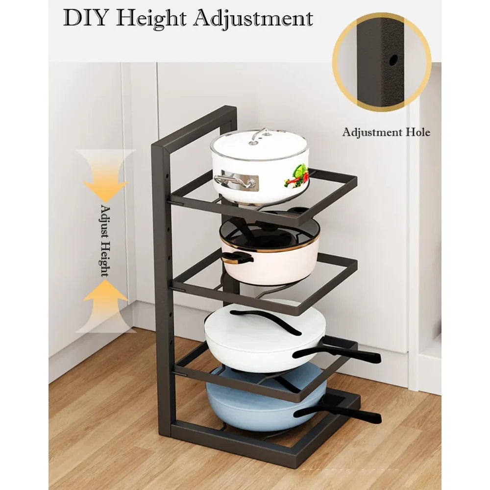 Kitchen Pot Rack Adjustable Multi-layer Under Sink Organizer Heavy Duty Cabinet Pan Holder Kitchen Storage Shelf for Cookware