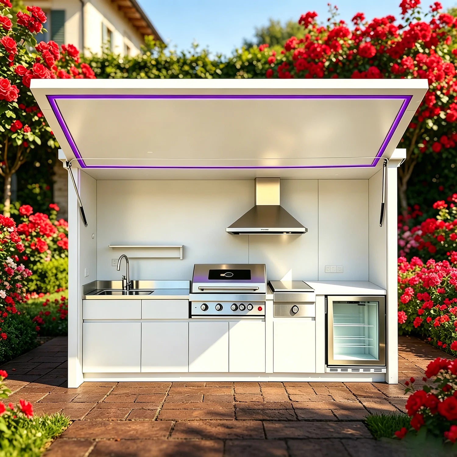 2026 Top-Selling Sleek Outdoor Kitchen System with Complete Appliances, Durable Weatherproof Custom Garden BBQ Kitchen Cabinet