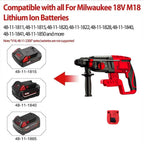 28MM Brushless Electric Hammer Drill Rotary Cordless Rechargeable Power Tools Compatible with Makita Dewalt Milw
