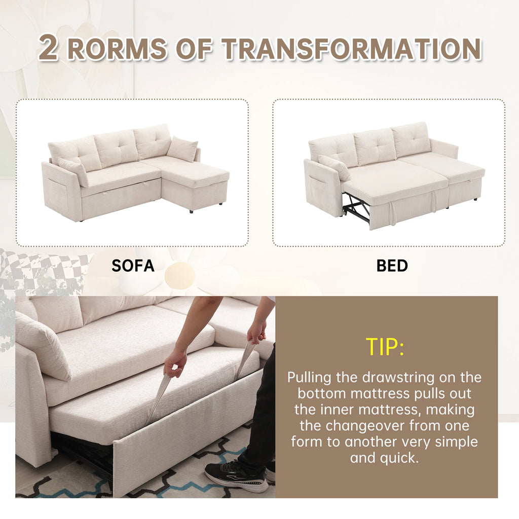 LVHOM Functional Modular Sofa (L-Shaped) With a Reversible Chaise Longue and Extra-Large Storage Space.