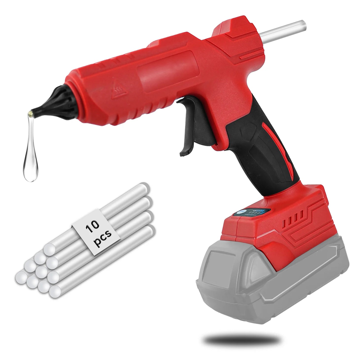100W Cordless Hot Glue Gun for Milwaukee 18V Battery with 10Pcs 11mm Glue Sticks Quick Preheating DIY Repair Tool (No Battery)