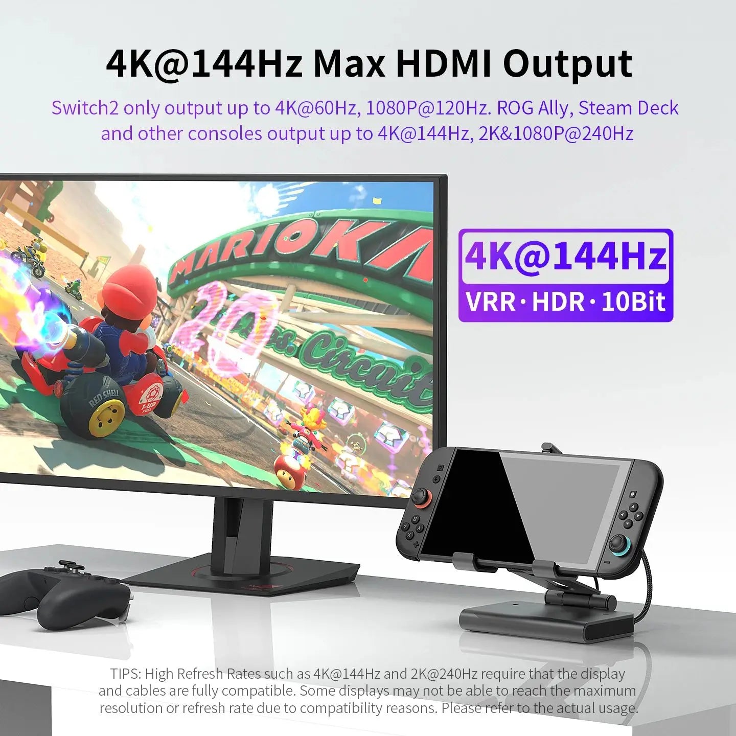 Game Console Dock Adjustable Height Dock Bracket with Hdmi 4K 60Hz 6 In 1 Rgb Dual Fans Docking Station for Rog Ally Steamdeck