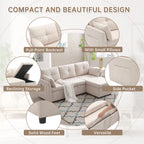 LVHOM Functional Modular Sofa (L-Shaped) With a Reversible Chaise Longue and Extra-Large Storage Space.