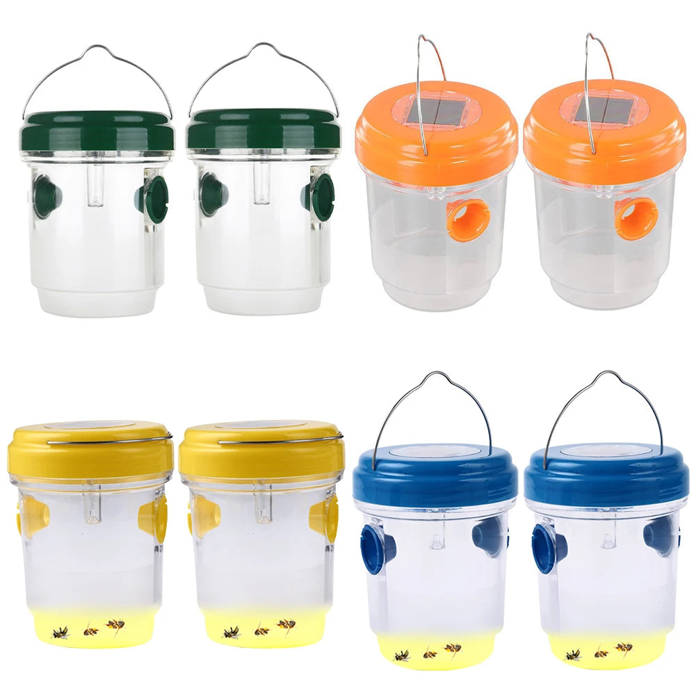 Solar Wasp Trap Waterproof Outdoor Hanging Trap Non-Toxic Bee Hornet Traps Wasp Fly Trap Light Reusable Garden Fruit Fly Catcher