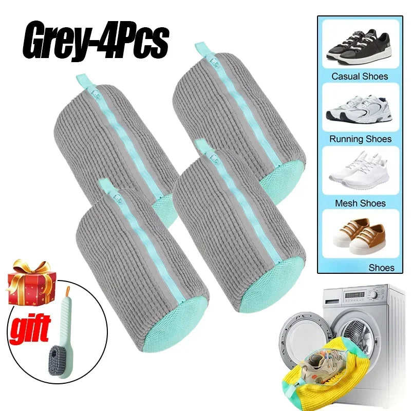 Machine Washable Shoe Washing & Drying Bag with Soft Fiber - Durable Polyester Laundry Protector for Shoes Adjustable Strap