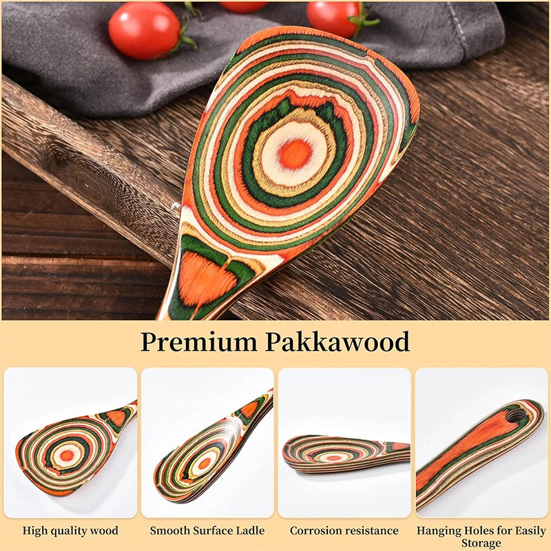 Kitchen Pakkawood Wooden Spoons For Cooking Nonstick Pakkawood Serving Utensils Set Salad Servers Set Cooking Utensils Set