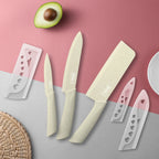 Five-piece beige stainless steel kitchen knife set, including a full set for kitchen, dormitory, household use, including a chef