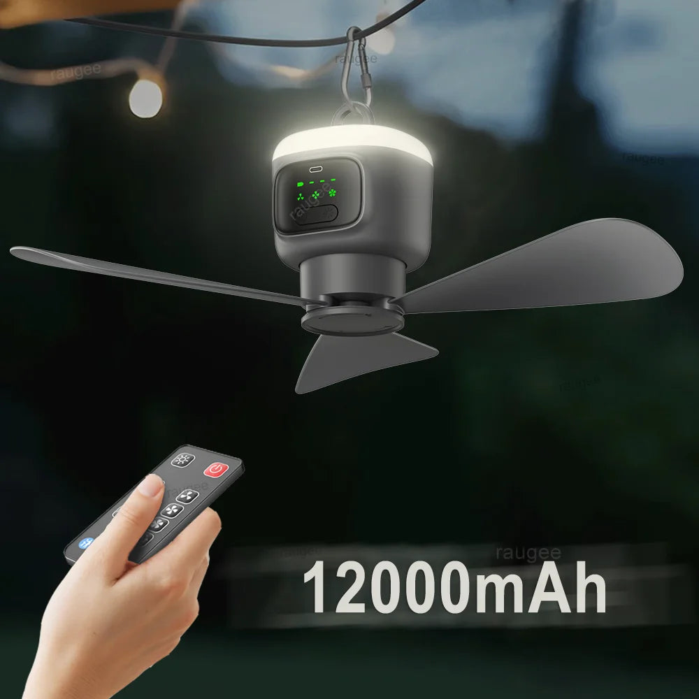 Portable Ceiling Fan 12000mAh Camping Ceiling Fan Tent Air Circulator
