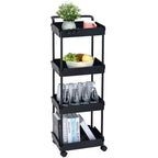 VEVOR 4-Tier Rolling Utility Cart Kitchen Organizer Shelves with Wheels Storage Trolley for Office Living Room Clearance Sale