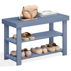 SONGMICS Shoe Rack Bench, 3-Tier Bamboo Shoe Storage Organizer, Entryway Bench, Holds Up to 286 lb, 11.3 x 27.6 x 17.8 Inches