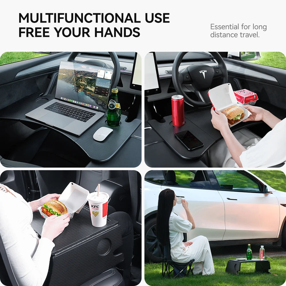 YZ Table Desk For Tesla Model 3 2024 Car Steering Wheel Laptop Tray Food Desk Portable Office Table for Tesla Model3 2022 ModelY