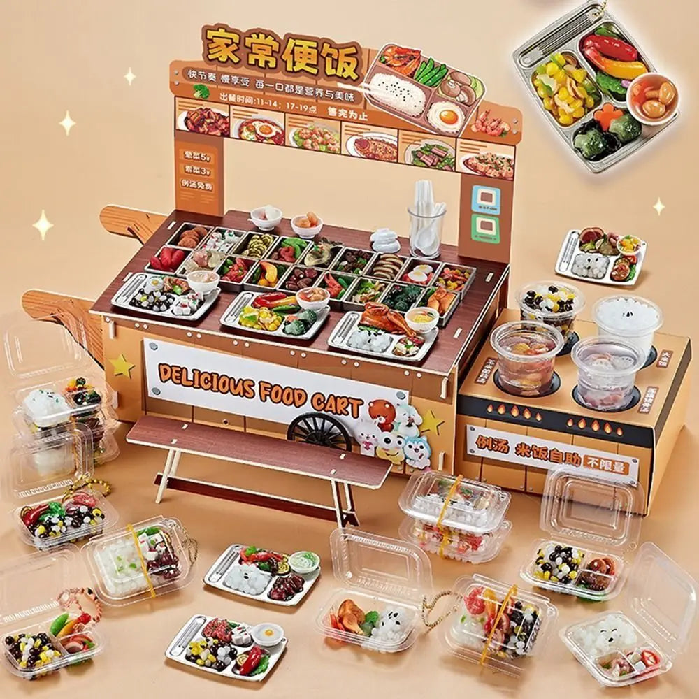 3D Pretend Play Kitchen Toys Creative DIY Mini Fast Food Model Toy Reusable Realistic Cooking Interactive Toys