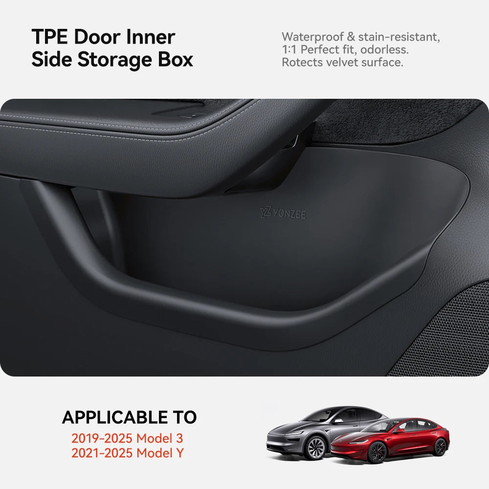 YZ For Tesla Model Y Juniper Model 3 Highland Door Side Storage Box Full-Cover Front and Rear Interior Storage Box Accessories