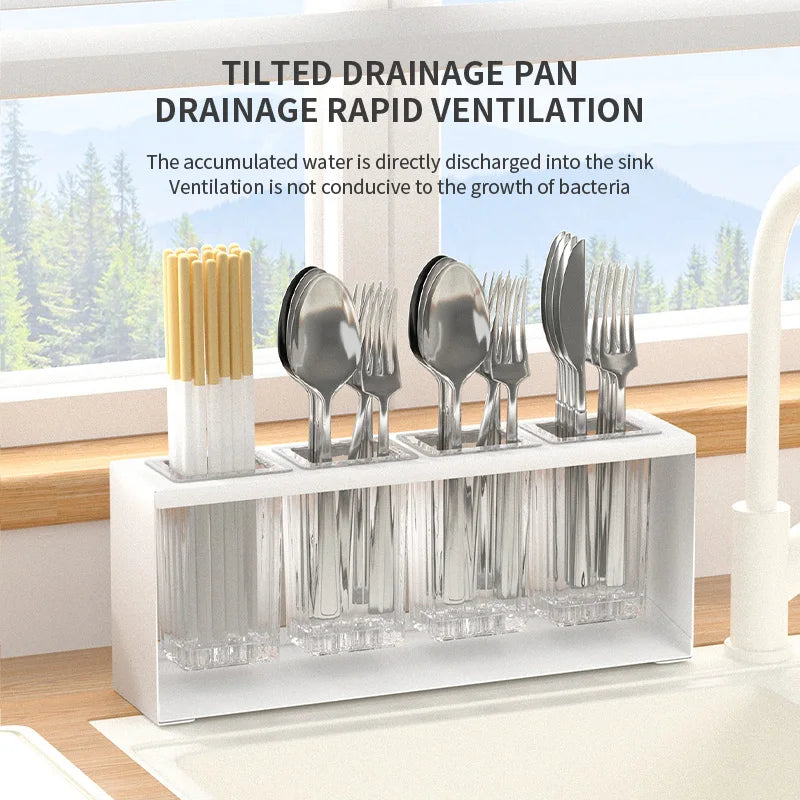 Sink countertop, chopstick cage, multifunctional spoon fork storage rack, tableware drainage rack, storage kitchen utensils