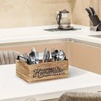 High-Quality, Classic Wooden Kitchen Utensil Organizer - Portable Storage Box with Open Design for Easy Access, Storage