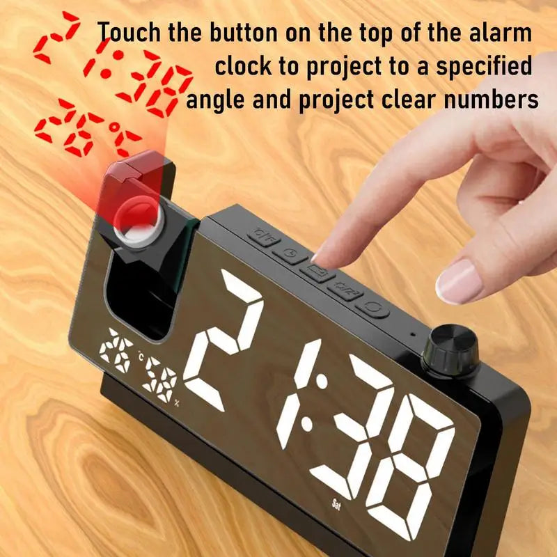 Digital Clock Projector HD LED Display Clock On Ceiling With Temperature Sensor Smart Bedside Alarm Clock 180 Degree Rotatable