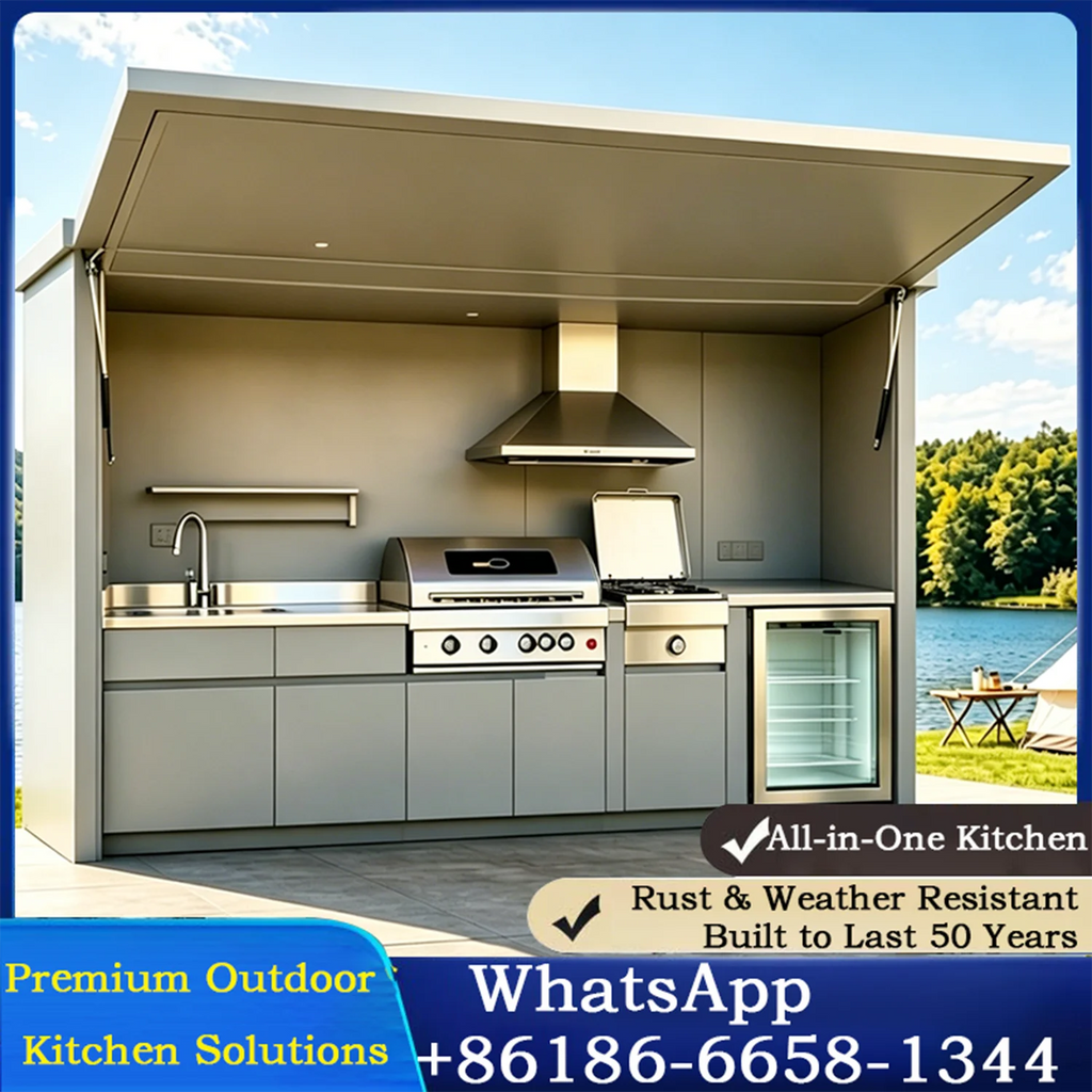 Hardwearing Complete Outdoor Kitchen, Full Equipped Robust Garden Outdoor Cabinets, Solid Aluminum Outdoor Cooking Cabinet
