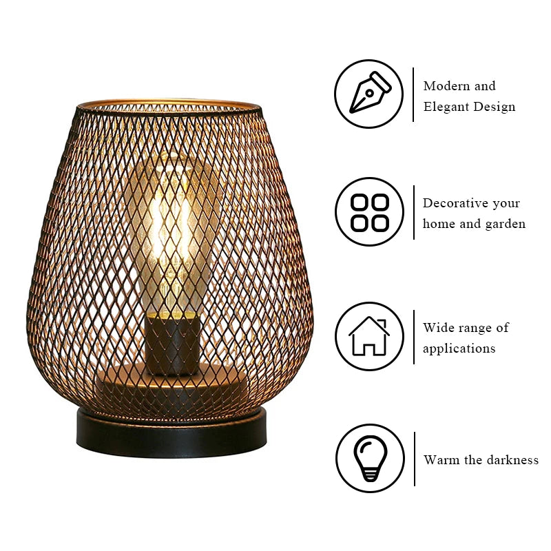 Nordic Metal Hollow Cage Candle Holder LED Lantern Battery Powered Cordless Lamp for Wedding Living Room Table Home Decor
