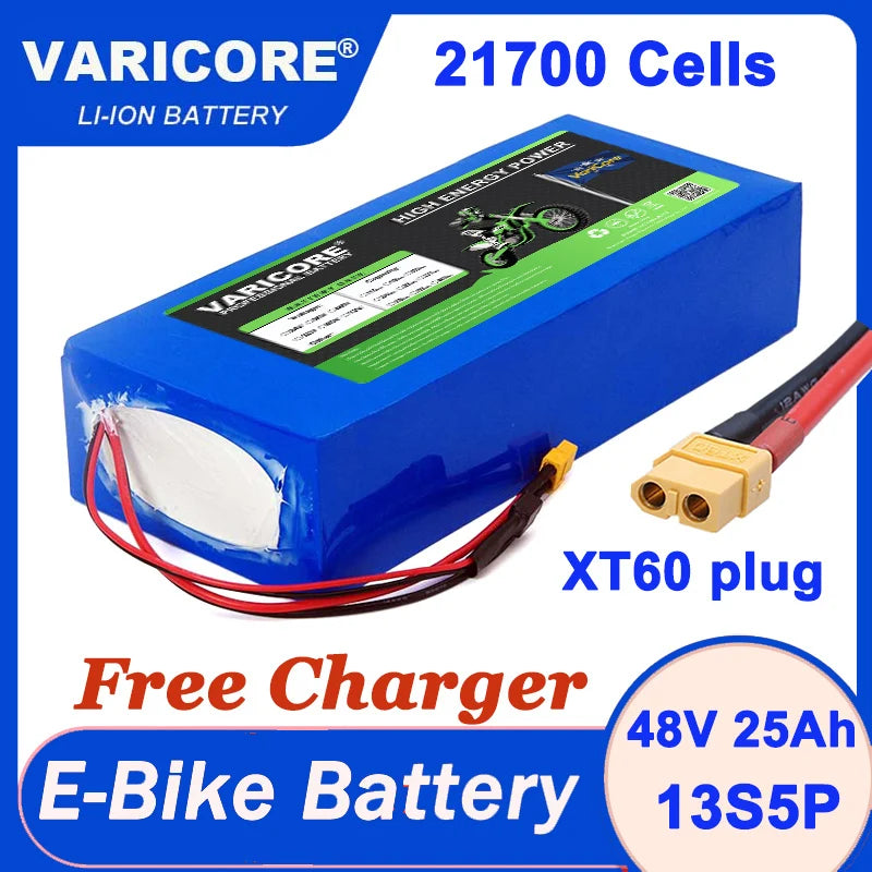 VariCore 36V/48V/60V 25Ah 21700 Lithium Battery Pack 1200w With PCB for 42V 54.6V 67.2V Electric vehicle Batteries + Charger