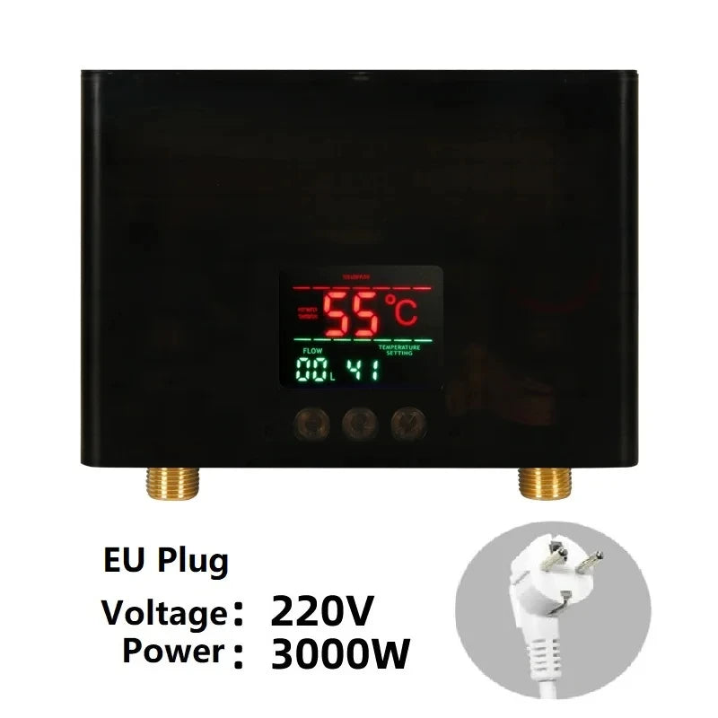 110V 220V Instant Water Heater Bathroom Kitchen Wall Mounted Electric Water Heater with Remote Control LCD Temperature Display