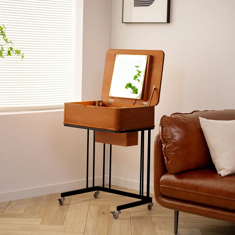 Portable Adult Vanity Table Nordic Woman Wheels Storage Unique Bedroom Dressers Makeup Desk Mirror Penteadeira Furniture Home