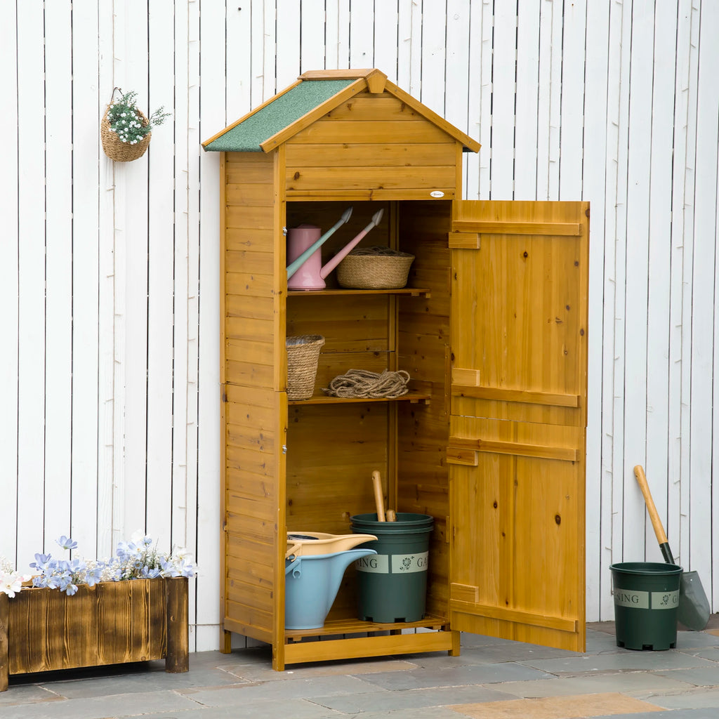 Wooden Garden Storage Shed Tool Cabinet W/两个 Lockable Door 191.5X79X49Cm