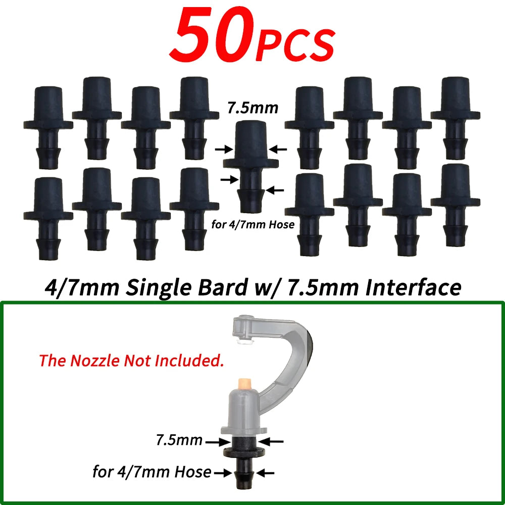 4/7mm Hose Dripper Water Tee Connector Plastic Barbed 1/4" Pipe Tubing Watering Coupling Joint Garden Micro Drip Irrigation Tool