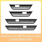 For Tesla Model 3 Highland Front Rear Door Sill Wrap Cover Anti Scratch Stainless Steel Door Sill Strip Plate Car Accessories