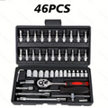46-Pc. Drive Socket & Ratchet Wrench Set - Car Tool Kit | AlluCanFind