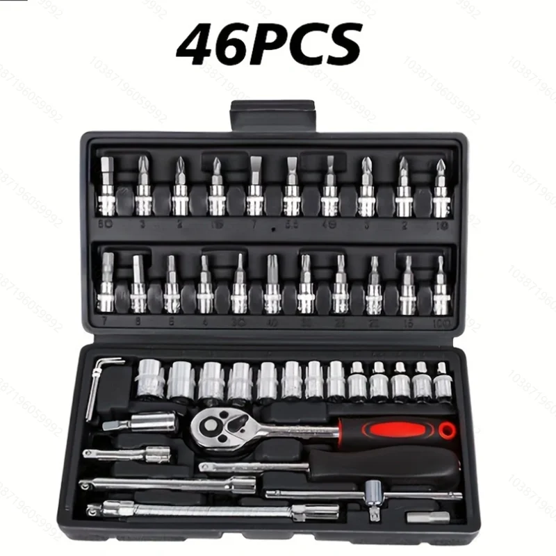 46-Pc. Drive Socket & Ratchet Wrench Set - Car Tool Kit | AlluCanFind