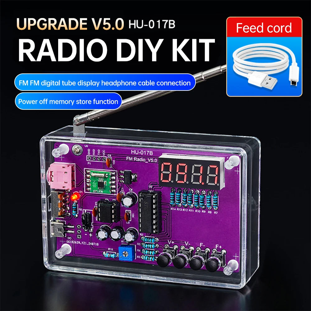 DIY Welding Kits 87-108MHz HU-017A/HU-017B RDA5807S Radio Kit FM DIY Electronic Parts Learning Set