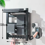 Matte Black Bathroom Electric Heated Towel Rack with Digital Display Touch Thermostatic Dry Towel 304 Stainless Steel Heater
