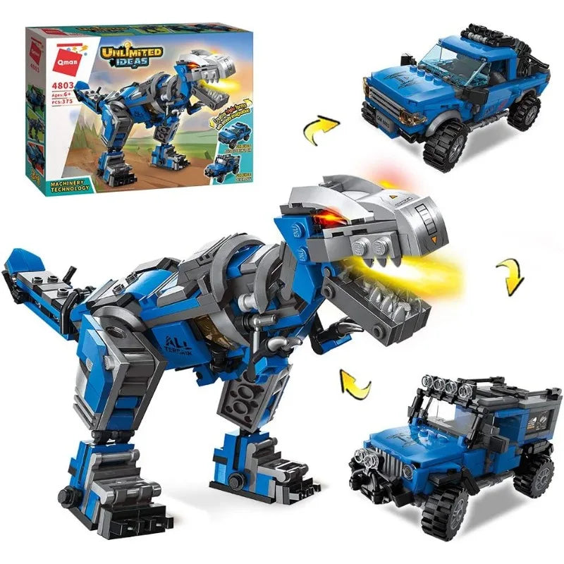 QMAN 3-in-1 Mechanical T-Rex & Off-Road Vehicle Building Kit | AlluCanFind