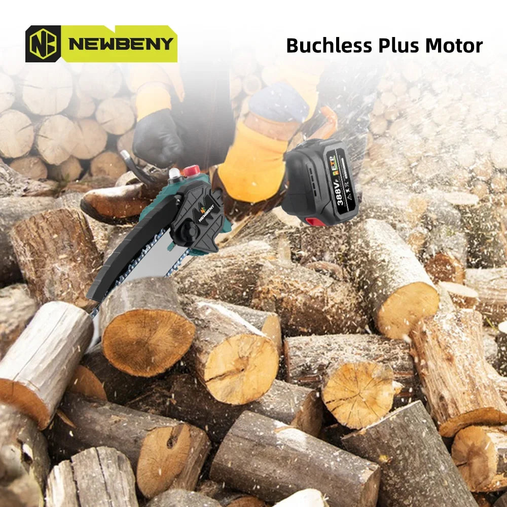 NEWBENY 8 Inch Brushless Electric Saw With Oiler Cordless Woodworking Garden Pruning Saw Power Tools For Makita 18V Battery Pin