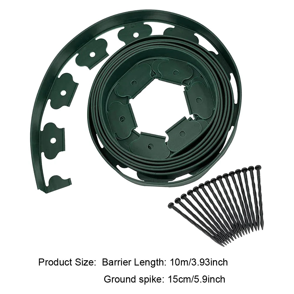 10M Fixed Garden Barrier Lawn Grass Plastic Edging Border Landscape Edging Garden Edge Kit With 30 Anchoring Spikes Easy Install