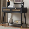 Mid Century Modern Console Table with 2 Drawers and Open Shelf, Narrow Wood Entryway Table for Living Room, Hallway,Bedroom
