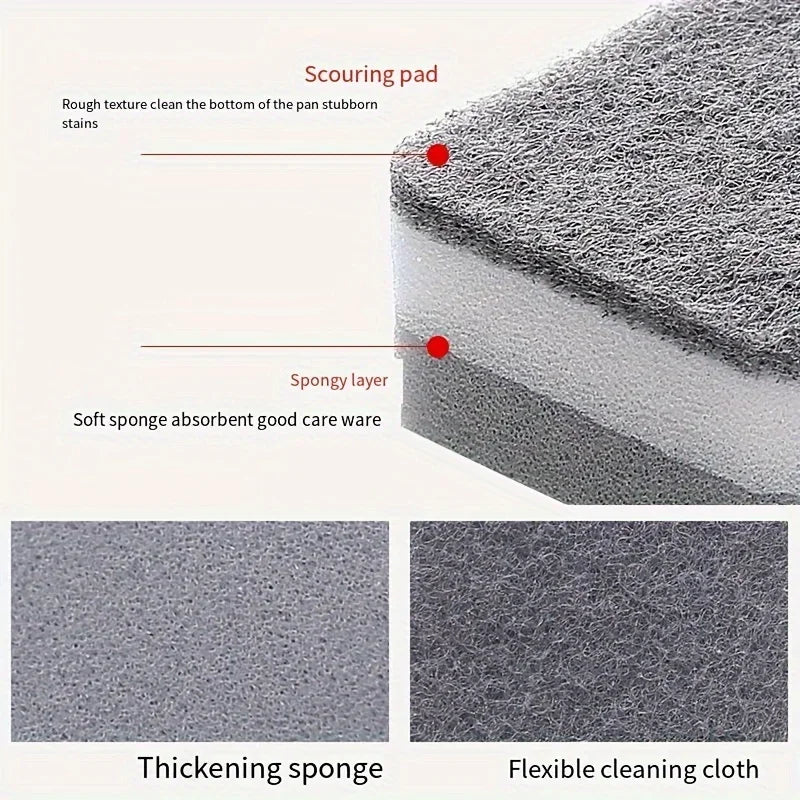 20pcs Double-sided Cleaning Sponges Pan Pot Cleaning and Maintenance Washing Sponges Household Scouring Pad Kit Tools Brush