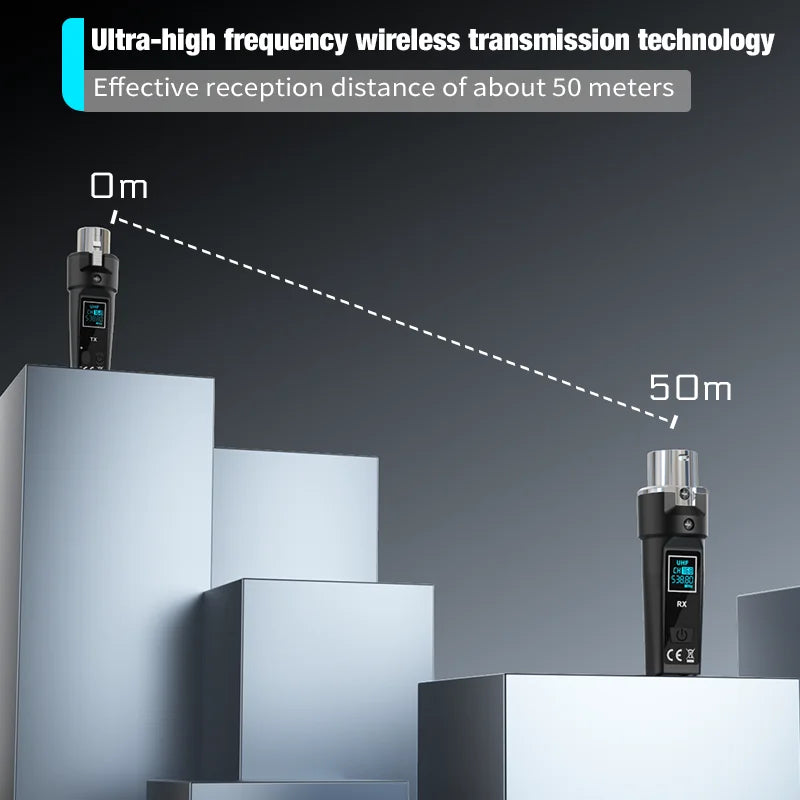Dynamic Microphone Wireless UHF Converter XLR Wireless Microphone System Transmitter and Mic Receiver for Audio Mixer Guitar