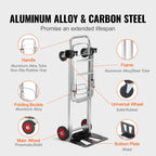 Folding Hand Truck 400 lbs Capacity Lightweight Dolly with Wheels for Moving