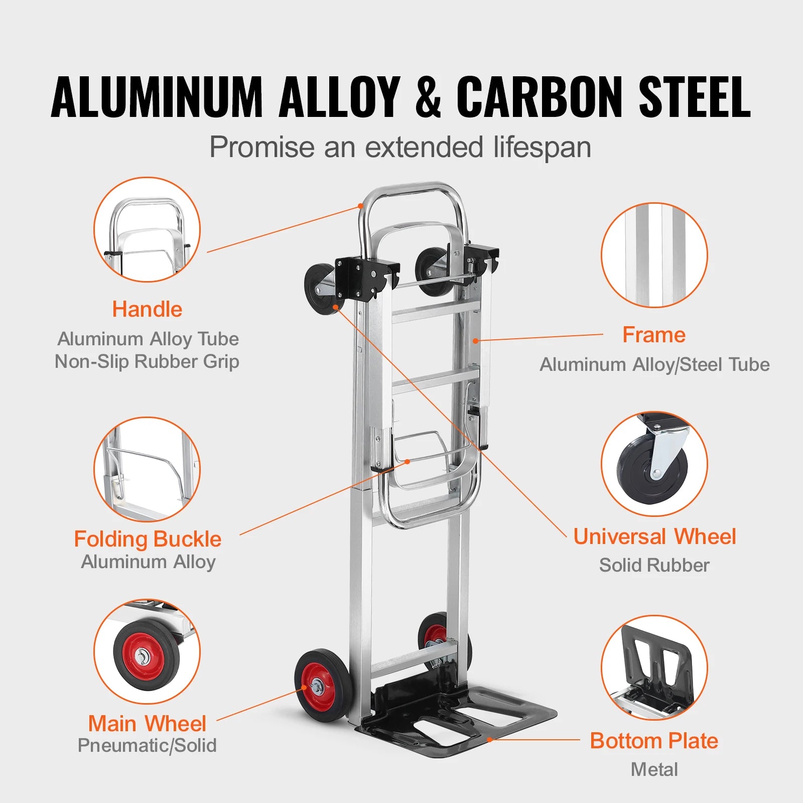 Folding Hand Truck 400 lbs Capacity Lightweight Dolly with Wheels for Moving