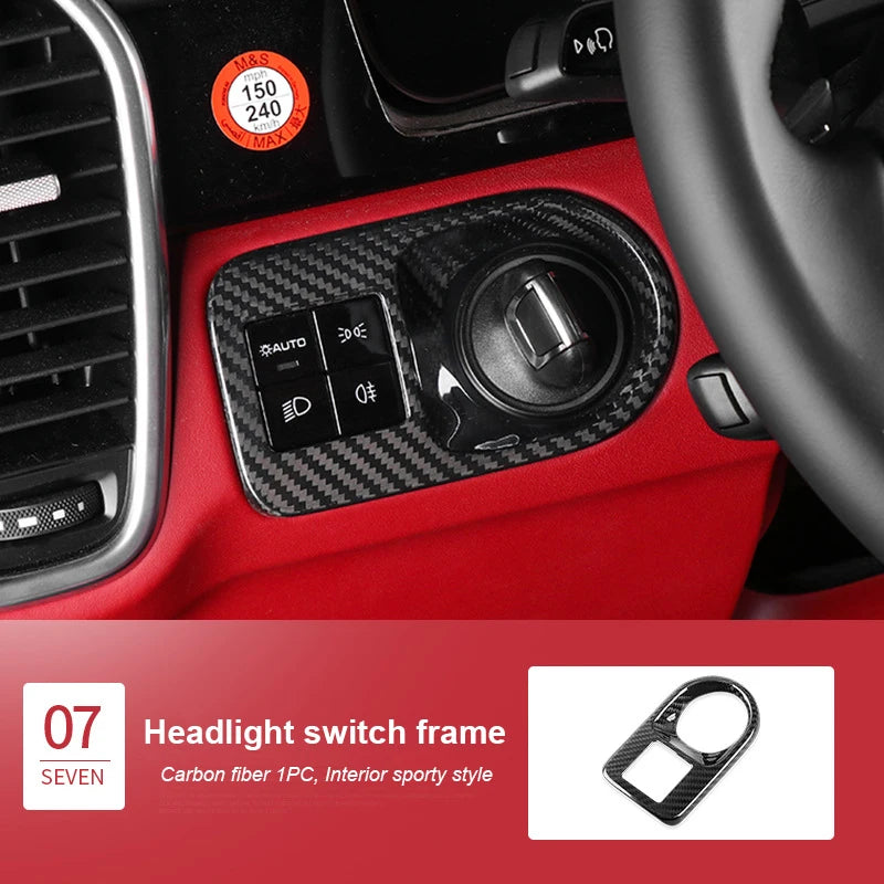 For Porsche Cayenne 2018 2019 2020 2021 2022 2023 2024 Real Carbon Fiber Car Central Control Complete Interior Decoration Frame