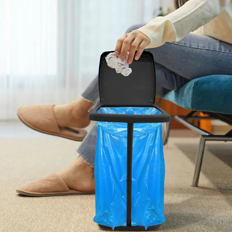 Garbage Bag Holder Rubbish Bin Stand Telescopic Garbage Holders Waste Storage Frame with Lid for Living Room Yard Lawn Camping