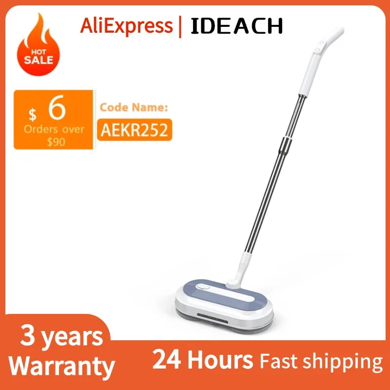 Wireless Electric Floor Mop 2000mAh Battery Spray Mill Mop Rotating Electric Flooring Wiper Water Mop Cleaner With LED Lighting