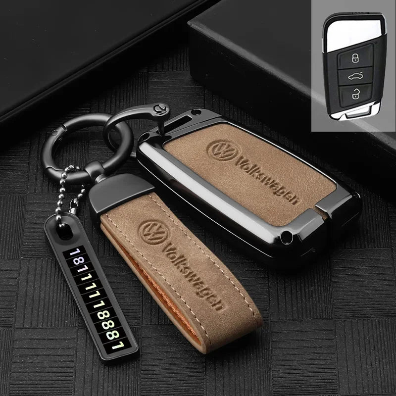 Vw Golf 5 6 Polo Passat B6 B7 Cc Skoda Jetta Universal Car Key Case Luxury Leather Key Cover Durable Secure Car Holder