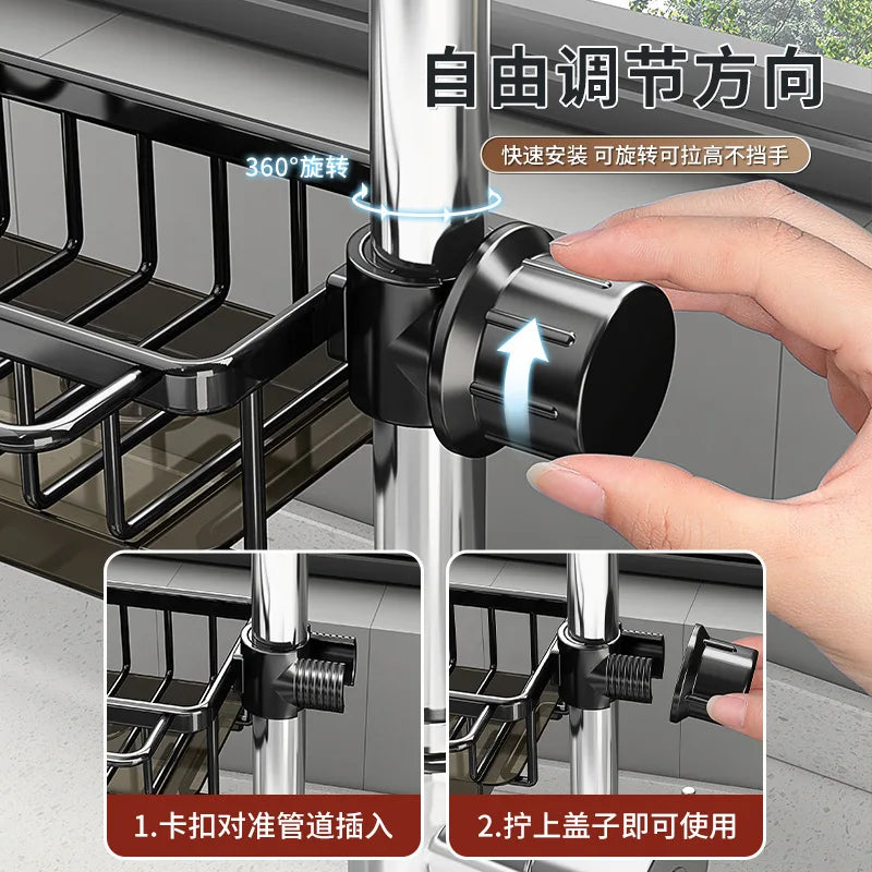 Household Multi-Function Kitchen Faucet Shelf Sink Drain Basket Dishwasher Rack Organizing Storage Tray for Kitchen Accessories