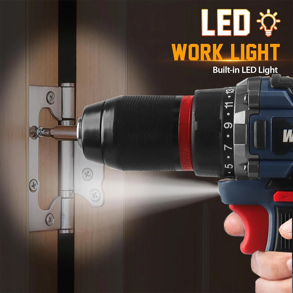 16.8V/21V Cordless Drill ,10MM 3/8'' Keyless Chuck,1.3Ah Li-Ion Battery,2 Variable Speed for assembling, repairing and DIY