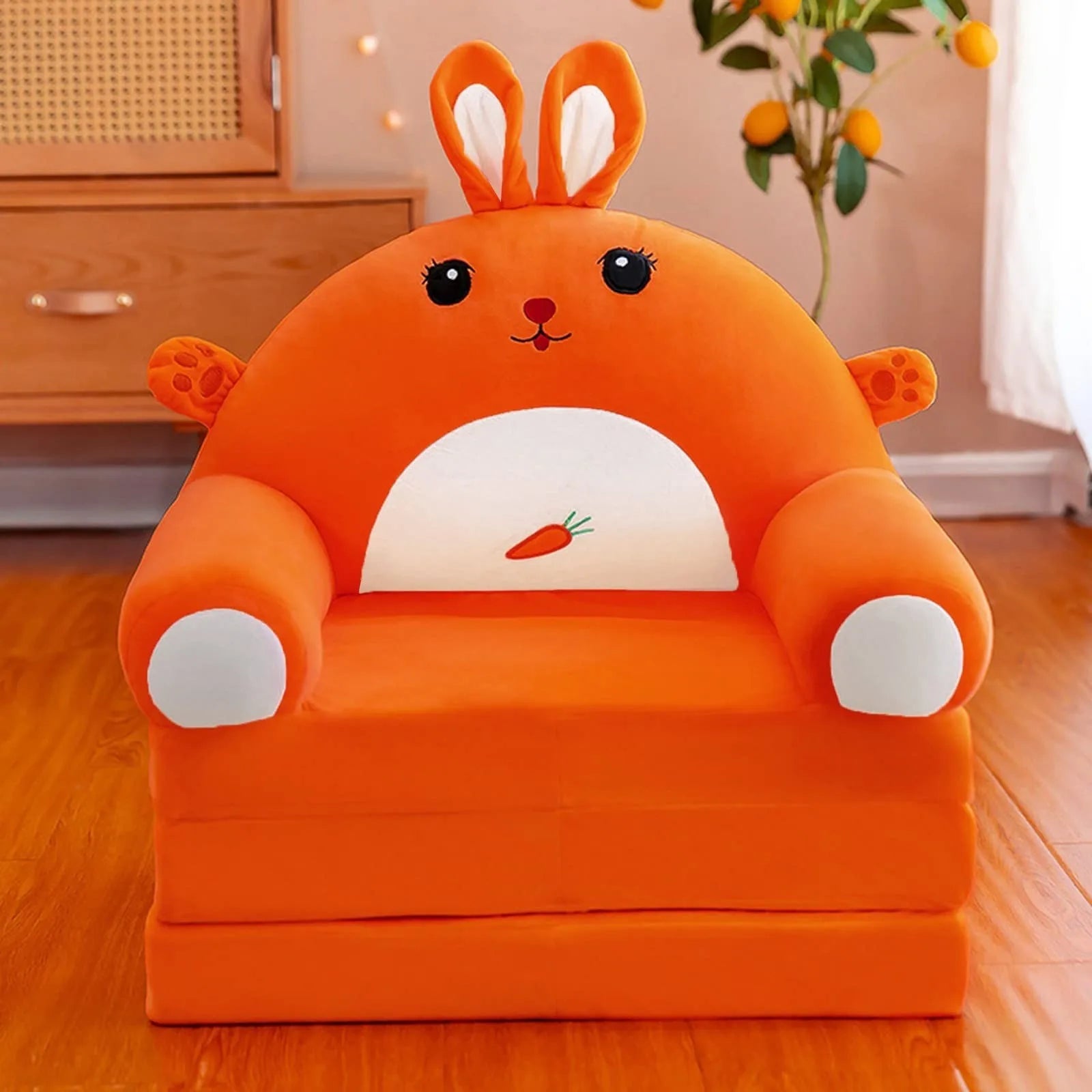 Plush Sofa Backrest Armchair 2 In 1 Foldable Cute Cartoon Lazy Sofa Children Flip Open Sofa Bed For Bedroom Folding Sofa Bed