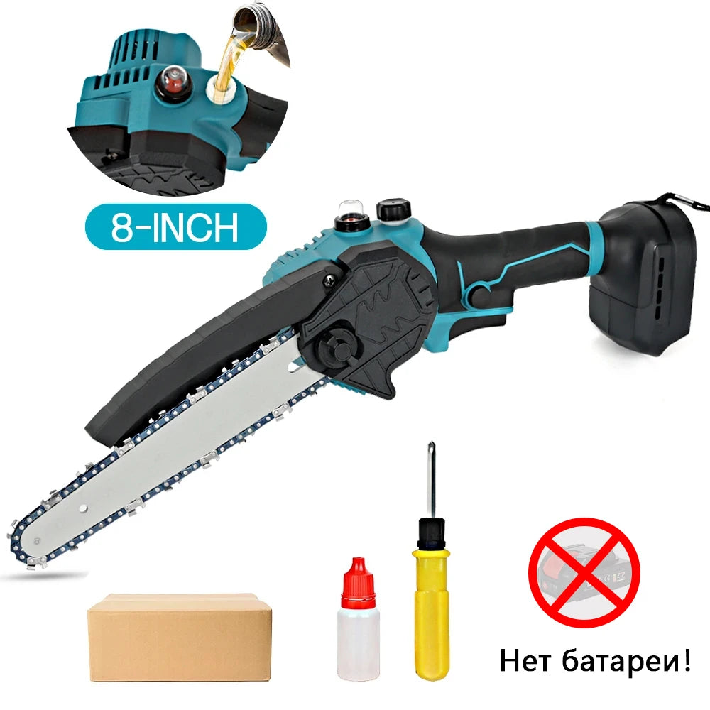 8 Inch Brushless Cordless Oil Electric Chain Saw Rechargeable Garden Wood Logging Pruning Saw Power Tools For Makita 18V Battery