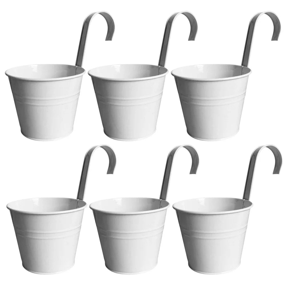 6/10PCS Metal Flower Pot With Detachable Handle Wall Mounted Hanging Planter Balcony Garden Office Planter Home Garden Decor