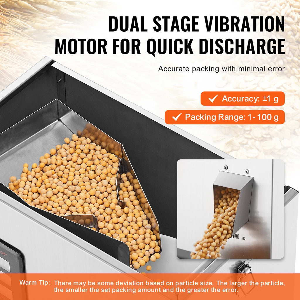 VEVOR 1-100g/1-200g/10-500g Powder Filling Machine Automatic Intelligent Particle Weighing Dispenser Machine  for Tea Seeds